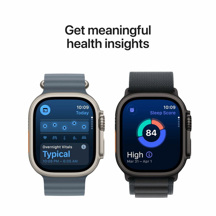 Apple Watch Ultra 3 GPS + Cellular - 49mm - Boîtier Natural Titanium - Bracelet Light Blue Alpine Loop - Large