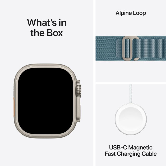 Apple Watch Ultra 3 GPS + Cellular - 49mm - Boîtier Natural Titanium - Bracelet Light Blue Alpine Loop - Large
