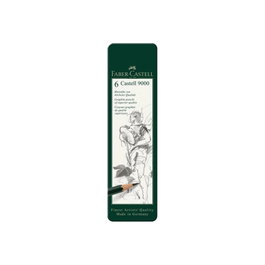 Faber Castell FC-119063 FC119063 (FC-119063) Crayons Graphite CASTELL 9000 - Lot de 6 : HB, B, 2B, 4B, 6B, 8B