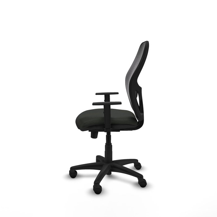 Chaise Alocén Synchrone/Traslack tissu Noir Structure polyamide noire Accoudoir 1D Sans appui-tête Roulettes en nylon 50 mm