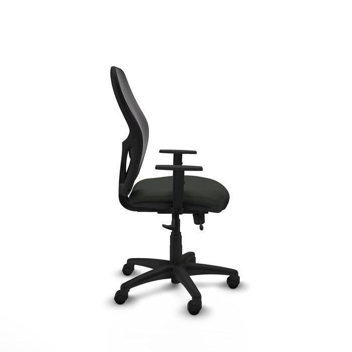 Chaise Alocén Synchrone/Traslack tissu Noir Structure polyamide noire Accoudoir 1D Sans appui-tête Roulettes en nylon 50 mm