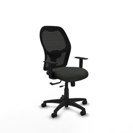 Chaise Alocén Synchrone/Traslack tissu Noir Structure polyamide noire Accoudoir 1D Sans appui-tête Roulettes en nylon 50 mm