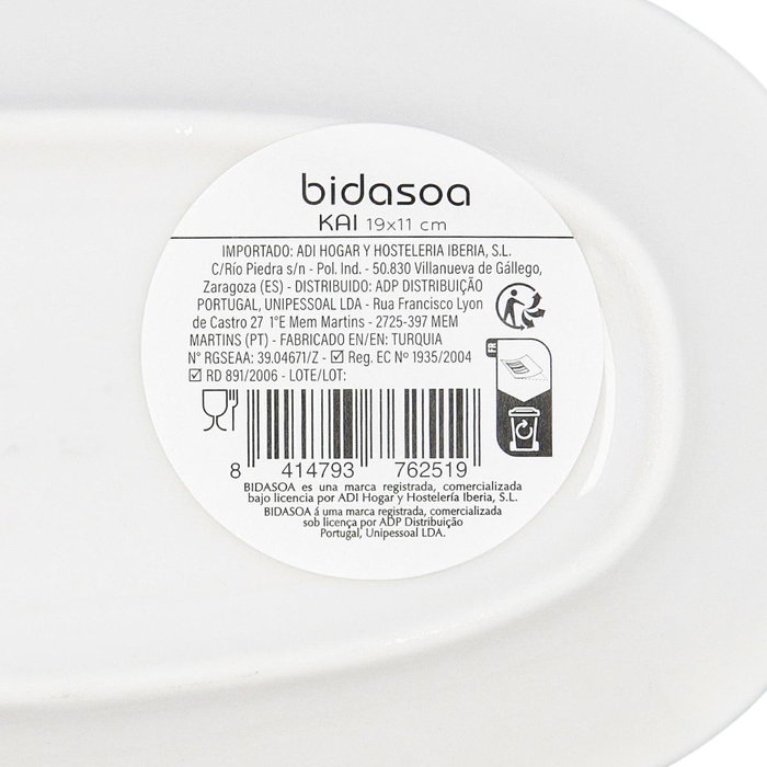 Bandeja Oval Porcelana Kai Hydrozero Bidasoa 19x11 cm (6 Unidades)