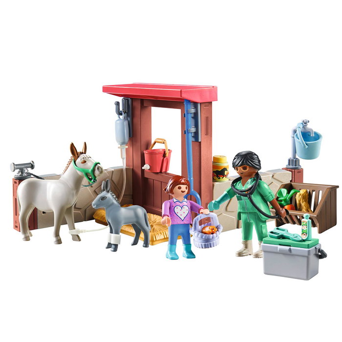 Playmobil 71471 Vétérinaire avec animaux de la ferme, 55 pièces