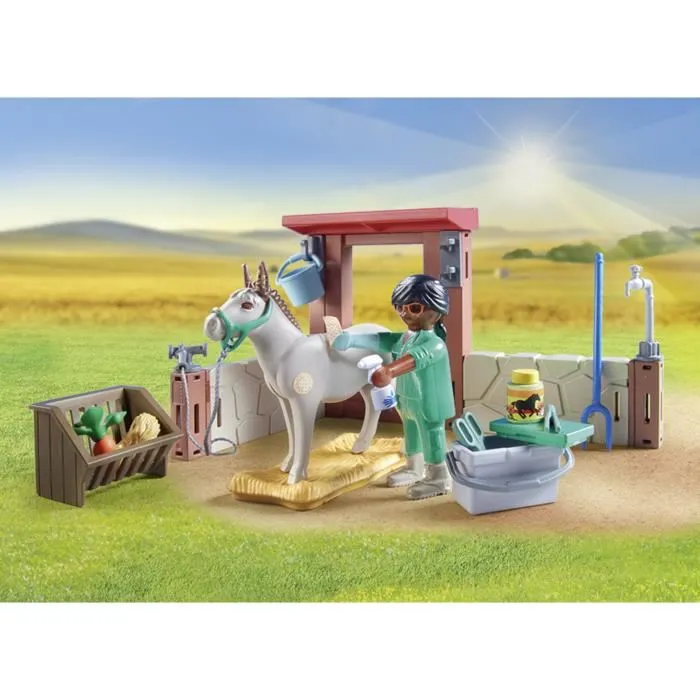 PLAYMOBIL 71471 Set de jeu Vétérinaire avec animaux de la ferme, 55 pièces, à partir de 4 ans