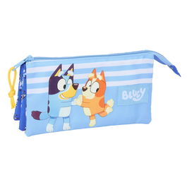 Trousse Fourre-Tout Triple Bluey Let's play Bleu 22 x 12 x 3 cm