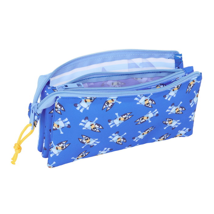 Trousse Fourre-Tout Triple Bluey Let's play Bleu 22 x 12 x 3 cm