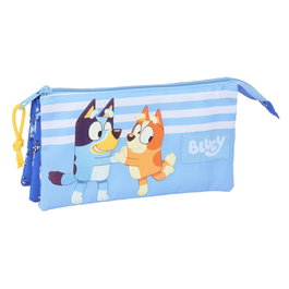 Trousse Fourre-Tout Triple Bluey Let's play Bleu 22 x 12 x 3 cm