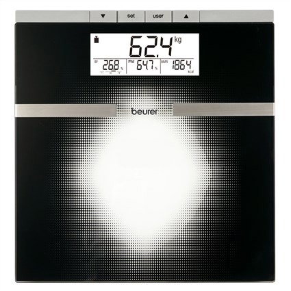Beurer BG-21 Pèse-personne diagnostique avec IMC en verre - Écran LCD, analyse corporelle complète et mémoire 10 utilisateurs