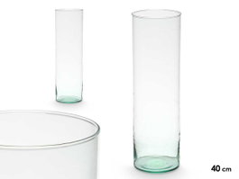GIFTDECOR Vase Cylindre en Verre Recyclé Transparente 12x40cm