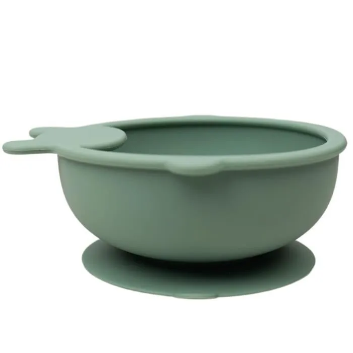 Thermobaby - Bol avec Ventouse en Silicone Vert Cactus - Antidérapant, Incassable - Compatible Micro-ondes et Lave-vaisselle