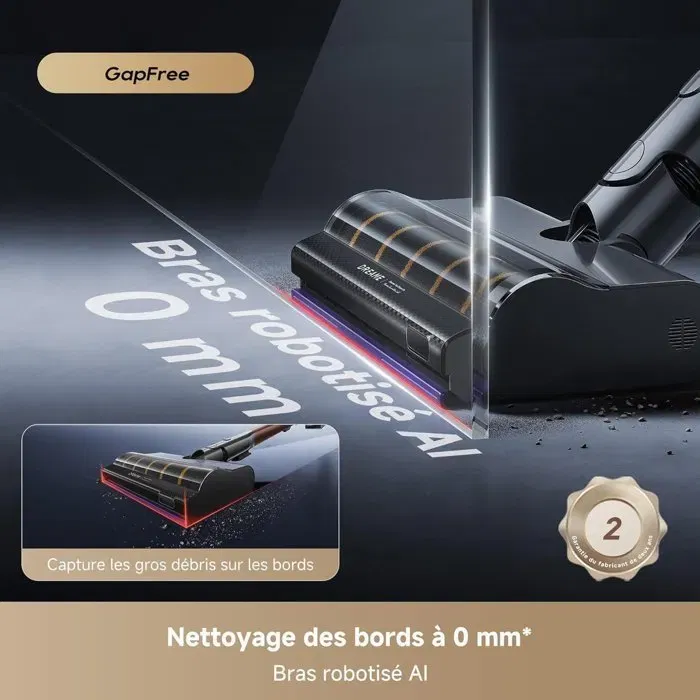 Dreame V30 - Aspirateur balai sans fil - Puissance 330 AW - Nettoyage des bords à 0 mm - Filtration HEPA 99,99% - Brosse OmniX 2.0