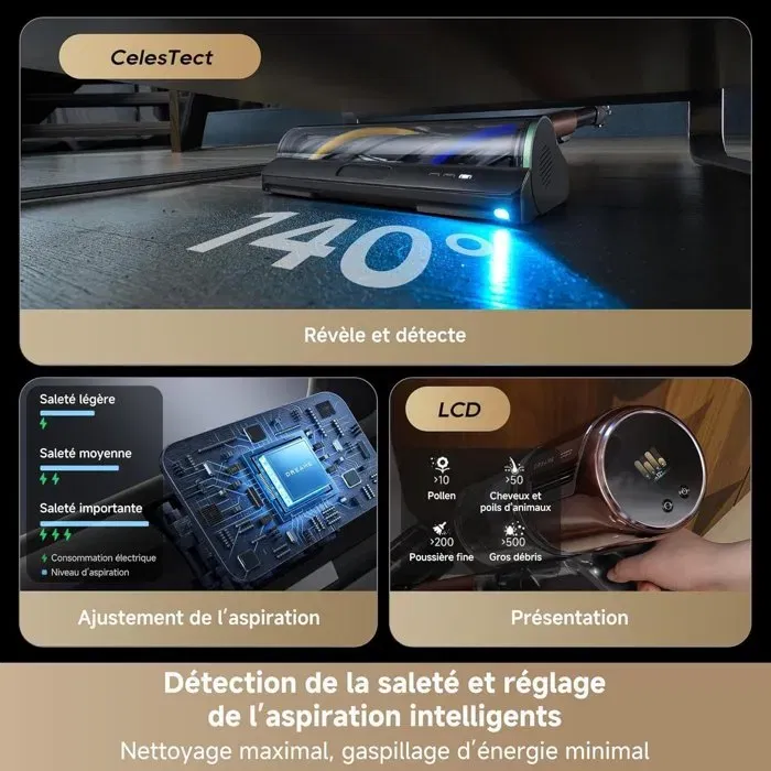 Dreame V30 - Aspirateur balai sans fil - Puissance 330 AW - Nettoyage des bords à 0 mm - Filtration HEPA 99,99% - Brosse OmniX 2.0