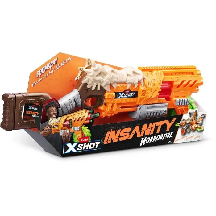 Zuru X-SHOT Horrorfire Doomsday - Lanceur de fléchettes avec lame tournante en mousse - Portée 27 m - 16 fléchettes incluses - Pour enfants à partir de 8 ans Zuru X-SHOT Horrorfire Doomsday - Lanceur de fléchettes avec lame tournante en mousse - Portée 27 m - 16 fléchettes incluses - Pour enfants à partir de 8 ans