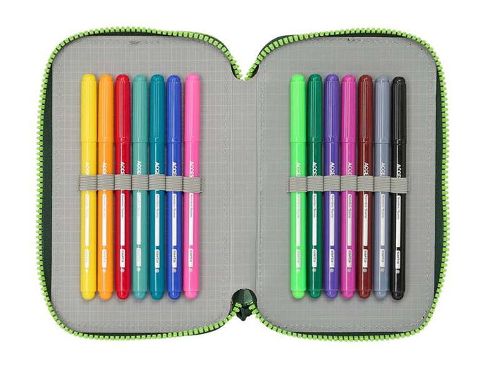 Real Betis Balompié Plumier double étanche 28 pièces 12,5x19,5x4 cm pour enfants - Jeu en espagnol
