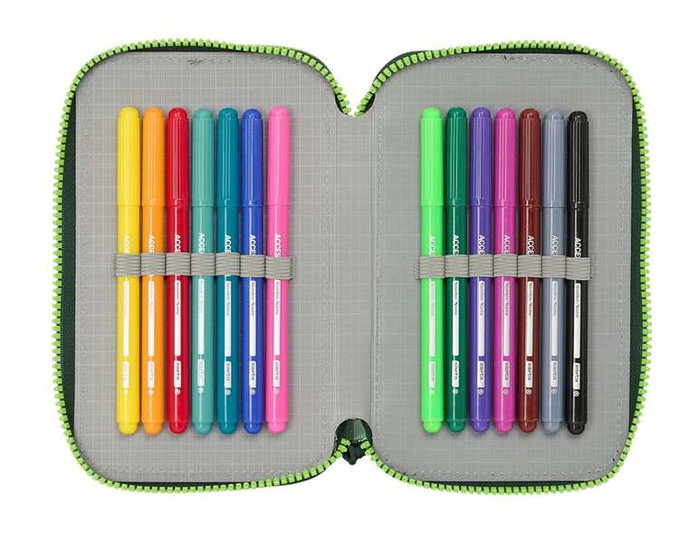 Real Betis Balompié Plumier double étanche 28 pièces 12,5x19,5x4 cm pour enfants - Jeu en espagnol