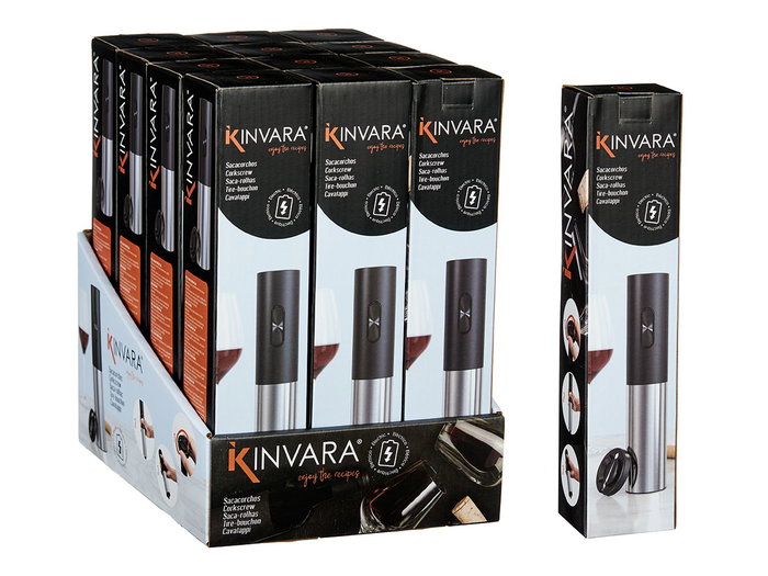 Kinvara Tire-bouchon électrique 22,8 cm acier noir (Set de 12)