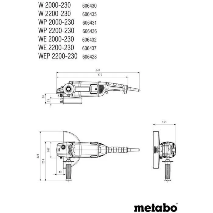 Metabo WP 2200-230 Meuleuse d'angle 2200W 230mm Metabo WP 2200-230 Meuleuse d'angle 2200W 230mm