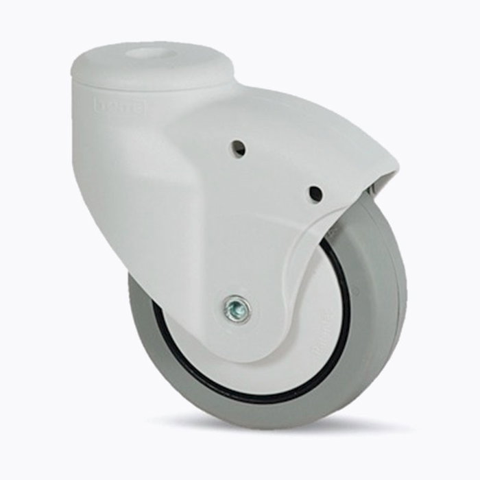 TENTE Roue pivotante MONO Ø100 mm avec bande en gomme anti-traces sans frein TENTE Roue pivotante MONO Ø100 mm avec bande en gomme anti-traces sans frein