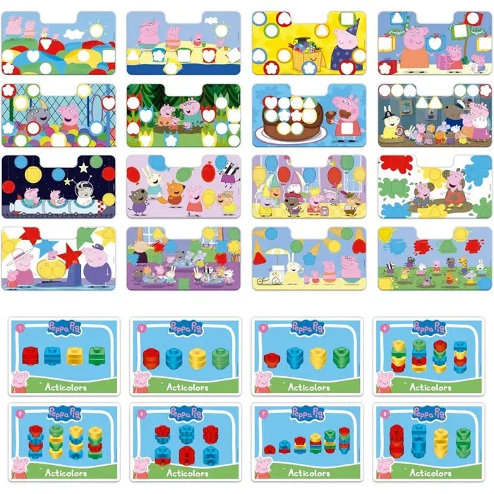 Educa Peppa Pig Acticolors Jeu éducatif d'empilement de jetons et formes colorées pour apprendre les couleurs - Dès 2 ans