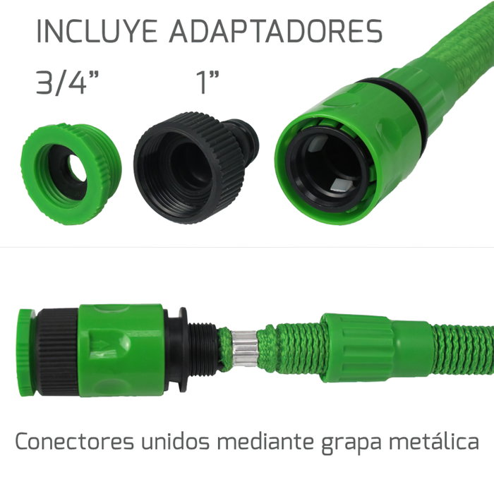 WOLFPACK LINEA PROFESIONAL Manguera Extensible Riego Compacto 5 à 15 Mètres avec Pistolet 7 Positions WOLFPACK LINEA PROFESIONAL Manguera Extensible Riego Compacto 5 à 15 Mètres avec Pistolet 7 Positions