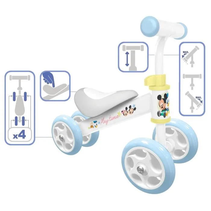 Disney BB183250 Draisienne Porteur 4 Roues pour Bébé, Guidon Ajustable et Selle Confortable - Ma Première Draisienne Disney BB183250 Draisienne Porteur 4 Roues pour Bébé, Guidon Ajustable et Selle Confortable - Ma Première Draisienne