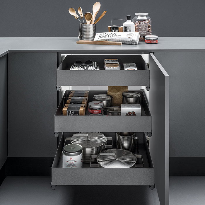 VIBO Panier Extractible Lamina Modulo 600 Finition Anthracite Amortie Acier