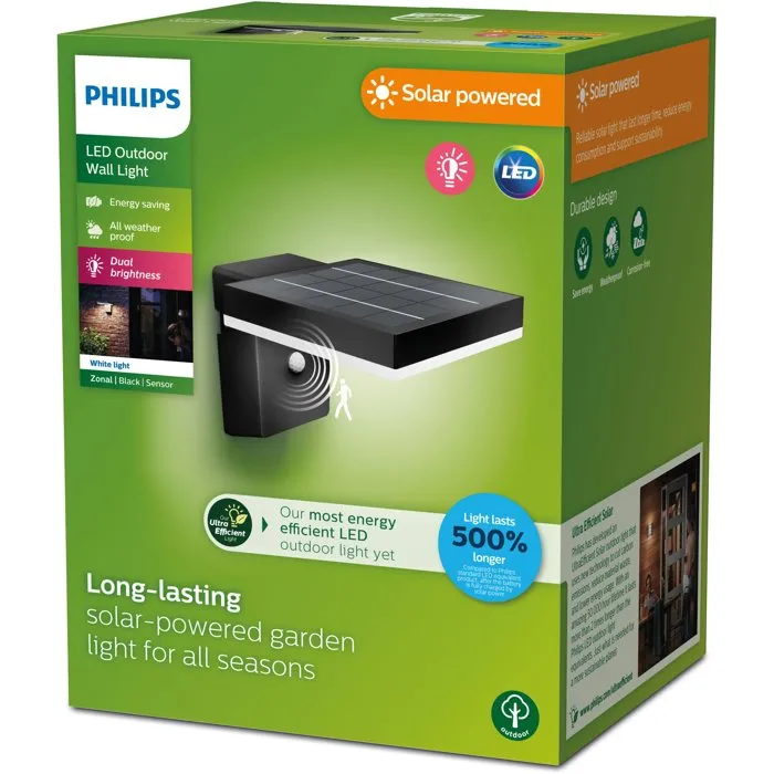 Philips - Applique murale solaire LED Zonal Square - Éclairage extérieur efficace