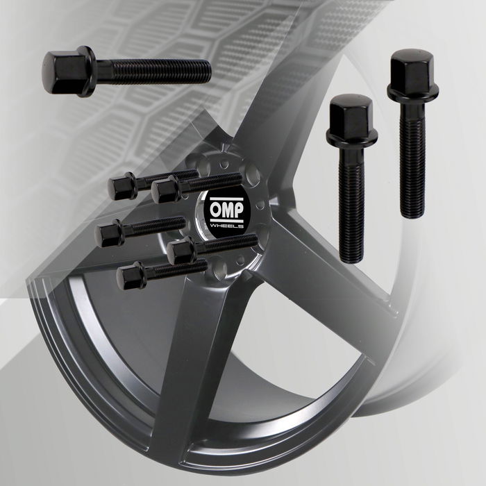 OMP Speed Jeu De 4 Vis M12x1.5 Plat Long 50 mm Clé 17 Couleur Noire Din 10.9 OMPS09641201 OMP Speed Jeu De 4 Vis M12x1.5 Plat Long 50 mm Clé 17 Couleur Noire Din 10.9 OMPS09641201