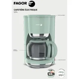 Fagor FG1560 Cafetière à Filtre Électrique 1.5L - 12 Tasses - Maintien au Chaud - 915-1080W
