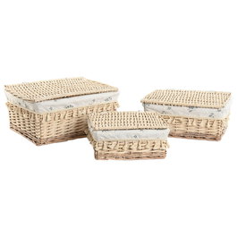 Panier à linge Home ESPRIT Naturel osier Shabby Chic 42 x 33 x 20 cm 3 Pièces