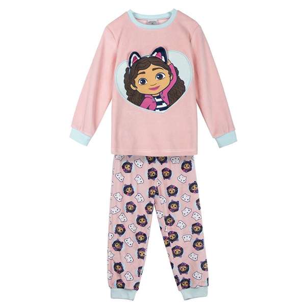 Cerdá - Pyjama long corail en fleece avec applications Gabby's Dollhouse - Taille 5 ans (5 ans) - Rose