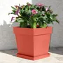 EDA Pot de fleur Carré Toscane - 40 cm, 38 L, Zone de Rétention d'Eau - 39x39xH39 cm - Orange Terre Battue - Anti-UV, Gélif, Garanti 7 Ans
