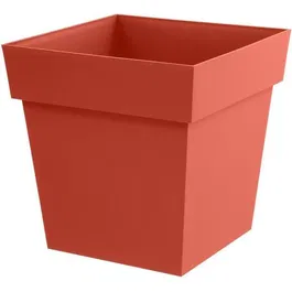 EDA Pot de fleur Carré Toscane - 40 cm, 38 L, Zone de Rétention d'Eau - 39x39xH39 cm - Orange Terre Battue - Anti-UV, Gélif, Garanti 7 Ans