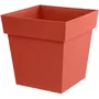 EDA Pot de fleur Carré Toscane - 40 cm, 38 L, Zone de Rétention d'Eau - 39x39xH39 cm - Orange Terre Battue - Anti-UV, Gélif, Garanti 7 Ans
