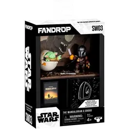 Fandrop Figurine STAR WARS Mandalorian & Grogu avec vitrine de collection, scène culte et mini affiche - 18 cm