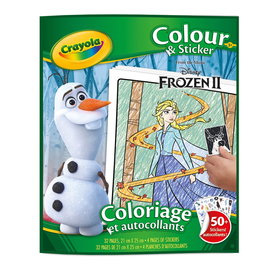 Crayola - Livre de Coloriage et Stickers Disney Frozen 04-5864 - Album de 32 pages avec autocollants - Jeu en espagnol - À partir de 3 ans