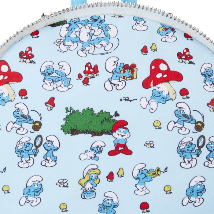 LOUNGEFLY Sac à dos Les Schtroumpfs Smurfette 26 cm - Sac à dos personnage détaillé en polyuréthane avec poches latérales