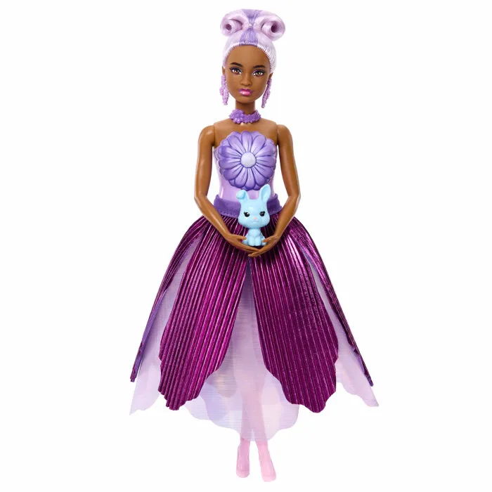 Barbie Petal Pop - Poupée Barbie Marguerite Mauve avec Surprises et Accessoires