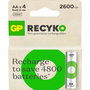 GP Batterie Rechargeable Recyko AA 2600mAh NiMH - Lot de 4