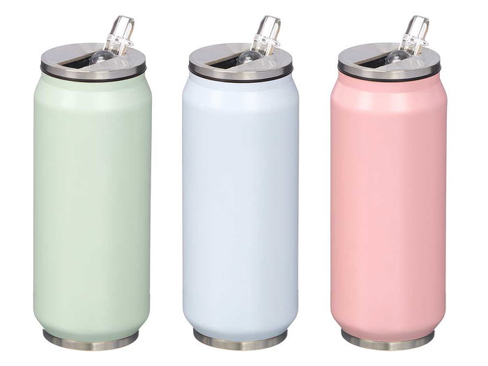 KINVARA Lot de 12 Thermos en Acier Inoxydable 450ml - Assortiment 3 Couleurs
