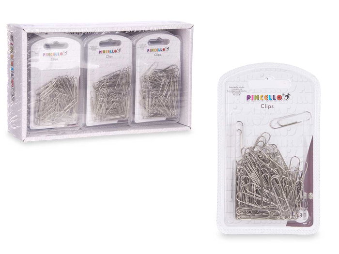 Pincello Set de 90 Clips Argent Métal 3,3 x 11,5 x 1,5 cm (Set de 24)