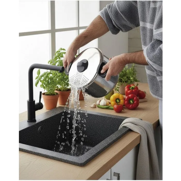 Inoxibar Marmite pâtes et légumes - 24 cm - acier inoxydable - induction Inoxibar Marmite pâtes et légumes - 24 cm - acier inoxydable - induction