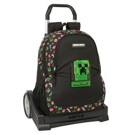Cartable à roulettes Minecraft Noir 32 x 44 x 16 cm