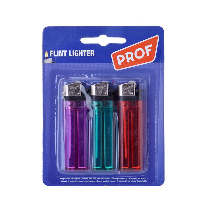 Benson Lot de 3 briquets transparents, couleurs assorties Benson Lot de 3 briquets transparents, couleurs assorties