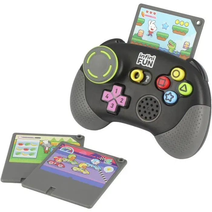 Infinifun INFINI FUN - Manette de jeu éducative interactive pour enfants dès 18 mois, avec 2 modes Découverte et Quiz, sons et cartouches Infinifun INFINI FUN - Manette de jeu éducative interactive pour enfants dès 18 mois, avec 2 modes Découverte et Quiz, sons et cartouches