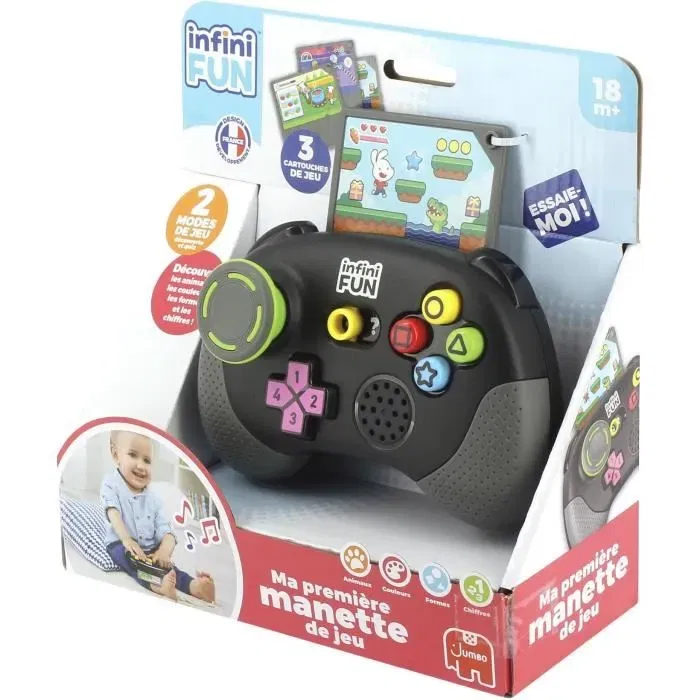 Infinifun INFINI FUN - Manette de jeu éducative interactive pour enfants dès 18 mois, avec 2 modes Découverte et Quiz, sons et cartouches Infinifun INFINI FUN - Manette de jeu éducative interactive pour enfants dès 18 mois, avec 2 modes Découverte et Quiz, sons et cartouches