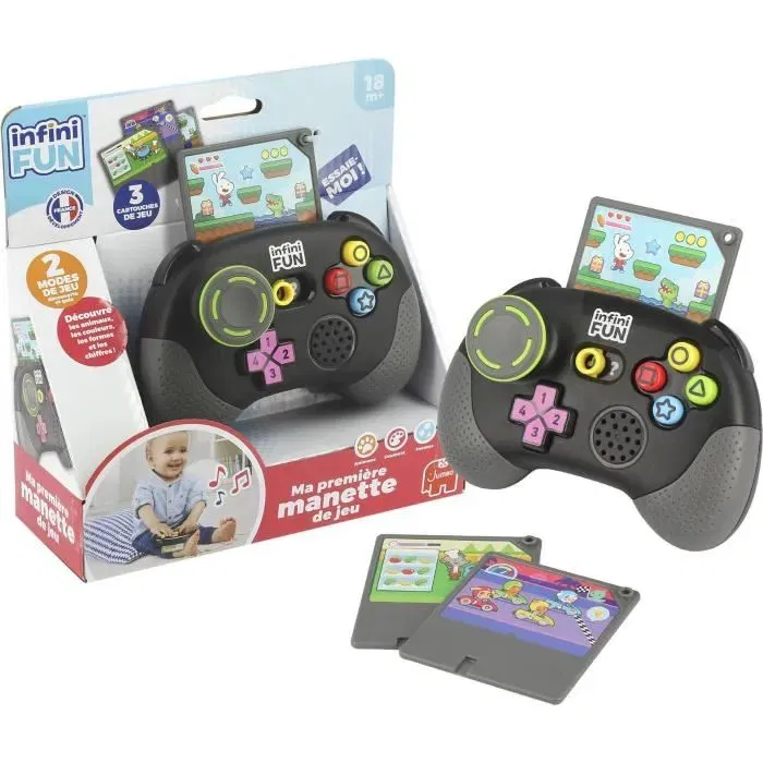 Infinifun INFINI FUN - Manette de jeu éducative interactive pour enfants dès 18 mois, avec 2 modes Découverte et Quiz, sons et cartouches Infinifun INFINI FUN - Manette de jeu éducative interactive pour enfants dès 18 mois, avec 2 modes Découverte et Quiz, sons et cartouches