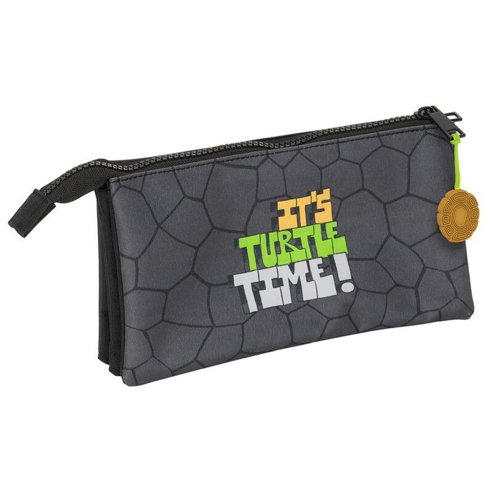 Safta Trousse Fourre-Tout Triple Teenage Mutant Ninja Turtles Noir Gris 22 x 12 x 3 cm