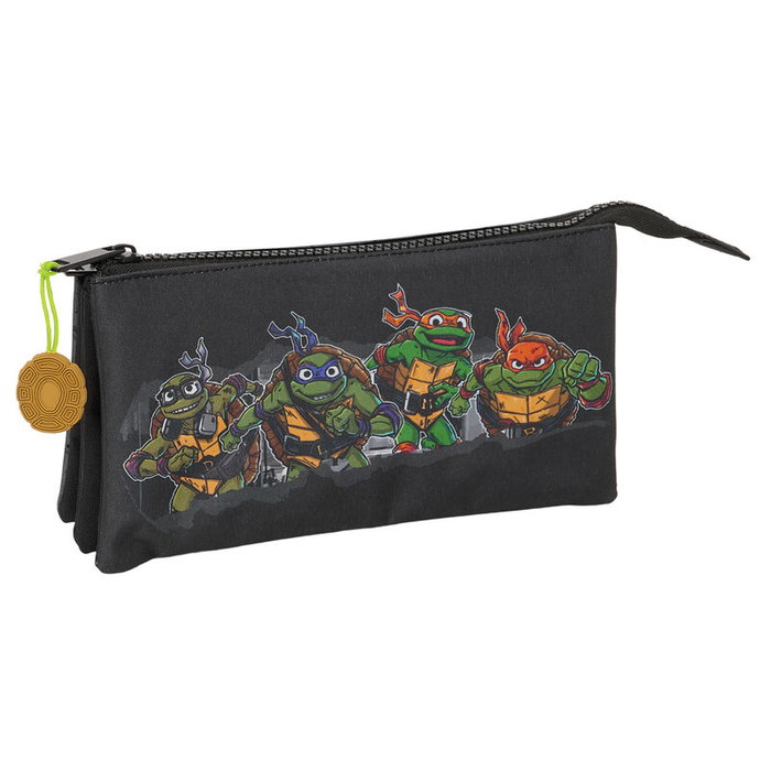 Safta Trousse Fourre-Tout Triple Teenage Mutant Ninja Turtles Noir Gris 22 x 12 x 3 cm
